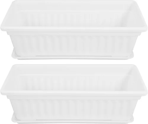 Vista 10 de DOITOOL Macetas rectangulares para plantas de interior, 2 unidades, macetas de ventana para patio, macetas para exteriores, rectangulares