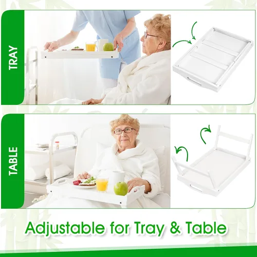 Vista 5 de Bandeja de cama con patas plegables y asas, bandeja de comida para desayuno, uso en sofá, cama, para comer, dibujar, servir alimentos, como