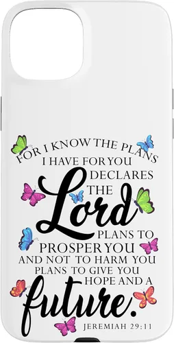 Vista 8 de iPhone 16 Christian Faith Jeremiah 29 11 Inspiring Butterfly Art Women Case