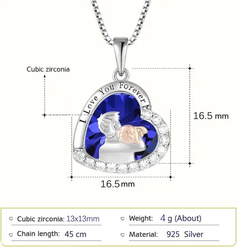 Vista 3 de Collar para padre e hija, regalos de cumpleaños de parte de la hija, collar de plata de ley 925, collar con piedra natal de corazón de amor