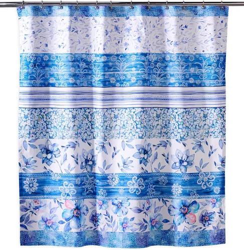 Vista 9 de Maison d' Hermine Cortina de ducha 100% algodón, un panel, 70 x 72 pulgadas, cortinas de ducha de tela lavable para baño, fácil de colgar con 12