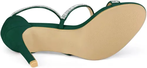 Vista 5 de Allegra K Sandalias de tacón con diamantes de imitación para mujer