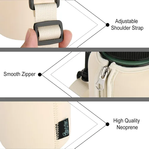 Vista 4 de Beautyflier Funda aislante de neopreno para botella de agua, compatible con botella de agua Nalgene de 32 onzas, con correa de hombro ajustable