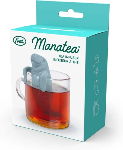 Vista 4 de Genuine Fred, MANATEA, infusor de té de silicona reutilizable Manatee, azul, regalo divertido para los amantes del té, artilugio de cocina