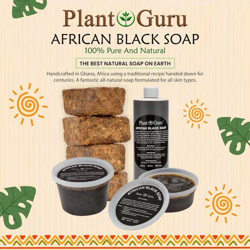 Vista 4 de Pasta de jabón negro africano de 8 onzas. 100% crudo, puro y natural de Ghana. Tratamiento para el acné, ayuda contra el eccema y la psoriasis, piel