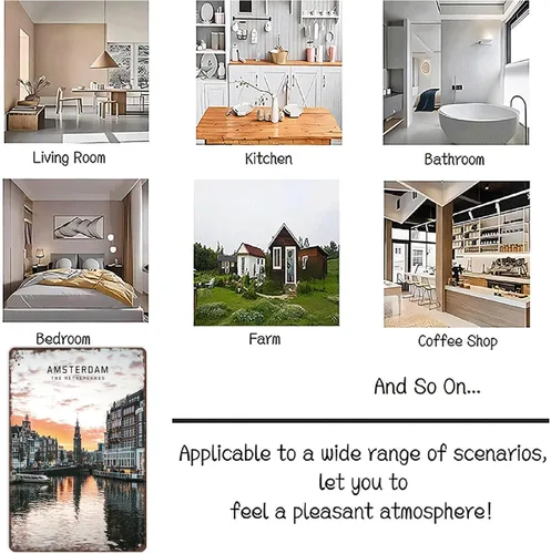 Vista 7 de Amsterdam Nl - Letrero de metal con diseño de paisaje de ciudad, retro, para hombre, cueva, bar, garaje, habitación, calle, decoración de pared, 8 x