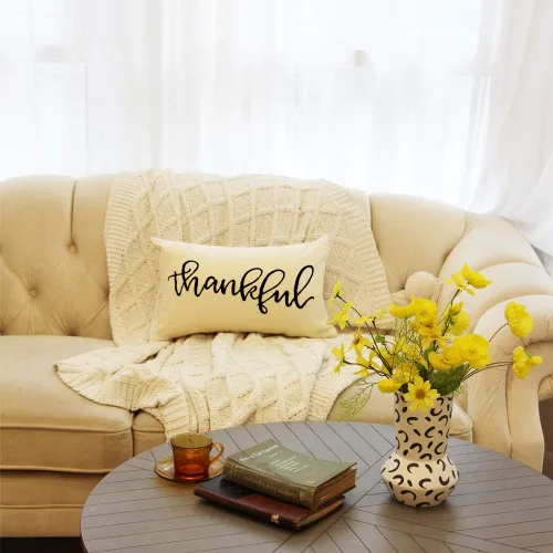 Vista 5 de Fundas de almohada de granja con cita de agradecimiento de 12 x 20 pulgadas, fundas de almohada lumbares decorativas para el hogar, funda de cojín