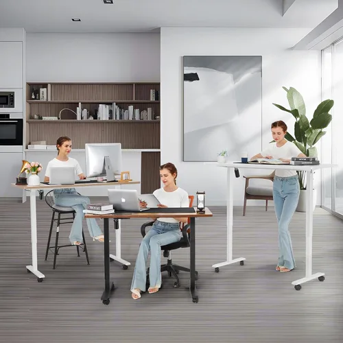 Vista 6 de farexon - Escritorio de pie de 48 x 24 pulgadas, escritorio eléctrico de altura ajustable con estación de carga, escritorio para trabajar de pie