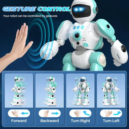 Vista 2 de SIMREX Juguetes Robot para Niños, Robot de Control Remoto, Robot Programable con Voz Grabada Música Danza Control de Gestos, Regalo para Niños