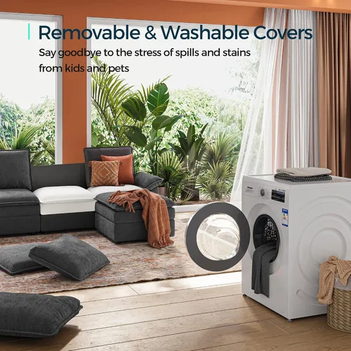 Vista 6 de LINSY HOME - Sofá seccional en forma de U tipo nube, sofás modulares de 115" con doble chaise lounge, juego de sofá de 4 plazas de chenilla