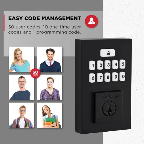 Vista 7 de Kwikset SmartCode 260 - Cerradura de puerta con teclado electrónico sin llave con entrada automática, códigos de usuario personalizados, seguridad