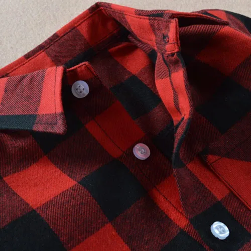 Vista 5 de Camisa de franela a cuadros de manga larga con botones para niños pequeños