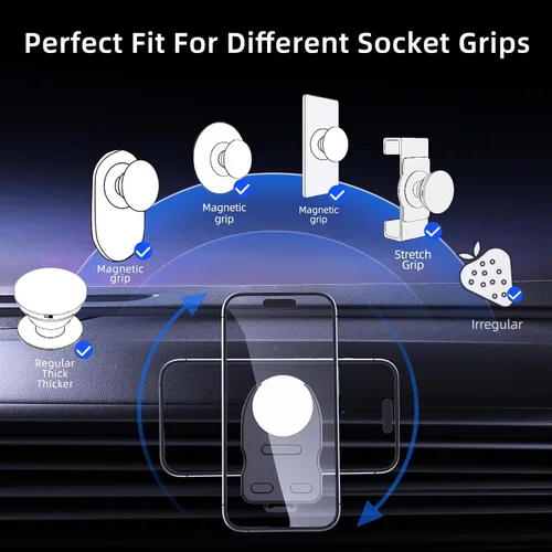 Vista 2 de Soporte de automóvil para salpicadero de aire, soporte de teléfono para agarre de enchufe con 2 soportes, clip de ventilación de aire estable 3
