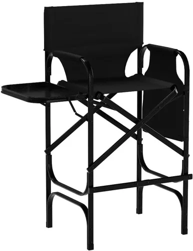 Vista 5 de mefeir Silla de Director de 30" Plegable Negra con Mesa Lateral y Bolsa de Almacenamiento, Altura de Barra Portátil para Artista de Maquillaje