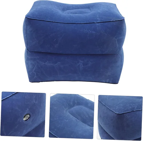 Vista 5 de Almohada de pierna de altura ajustable para niños y niñas, almohada de viaje, cama de avión con memoria, 1 juego Azul