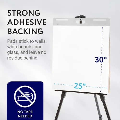 Vista 3 de IMPRESA Teacher Supplies - Almohadillas adhesivas para caballete, 25 x 30 pulgadas, color blanco, portátil, paquete de 5 (150 hojas), adhesivo