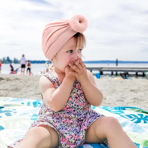 Vista 4 de DRESHOW BQUBO Baby Turban Hats Turban Bun Knot Baby Infant Beanie Baby Girl Soft Cute Toddler Cap