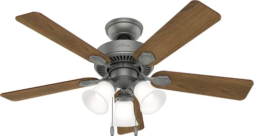 Vista 17 de Hunter Swanson 50885 - Ventilador de techo interior de 44 pulgadas con luces LED, ventilador de techo blanco con cadena de tracción