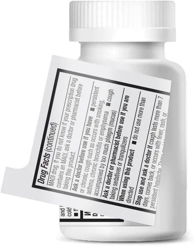 Vista 4 de HealthA2Z® Alivio de la mucosidad DM Dextrometorfano HBr 20 mg Guaifenesina 400mg Sin benceno Tos, liberación inmediata, sin recubrimiento