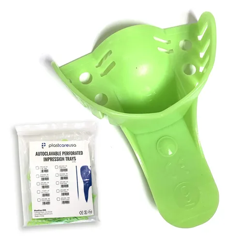 Vista 12 de Bandejas de impresión dental grandes inferiores - Juego de bandejas de impresión perforadas autoclavables - Tamaño número 2 (Bolsa de 12)