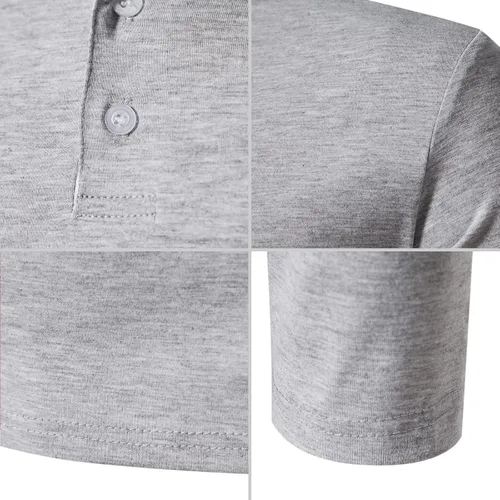Vista 4 de A WATERWANG Polera polo de manga larga para hombre, de algodón, ajustado, diseño básico