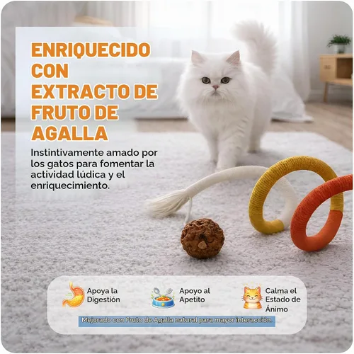 Vista 2 de Jozy Cuerda masticable para gatos, 4 piezas de juguete masticable para gatos con hierba gatera natural recargable, juguetes interactivos