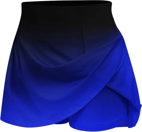 Vista 2 de DASAYO Womens Gradient Color 2 in 1 Tennis Skirts Fashion Gym Workout Shorts Travel Volleyball Yoga Fake Two Piece Shorts