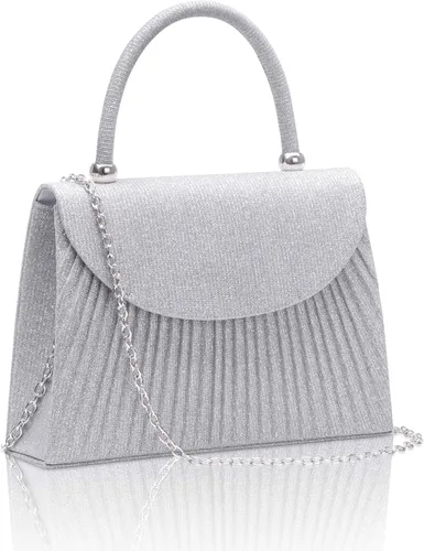 Vista 9 de Larcenciel Bolsos de noche para mujer, bolso de mano de noche con asa superior con purpurina con cadena para fiesta, graduación, boda, cóctel club