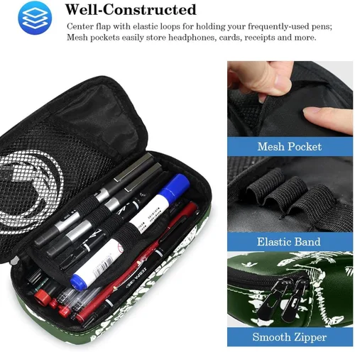 Vista 5 de Lightweight Backpack Pencil Case CombinationBookbag Pen PouchStationery BagDinosaur skeleton Original Printing