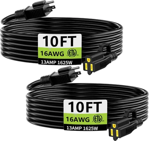 Vista 25 de HUANCHAIN Cable de extensión de 3 pies, calibre 16, negro, para interiores y exteriores, resistente al agua, flexible para clima frío, 3 puntas