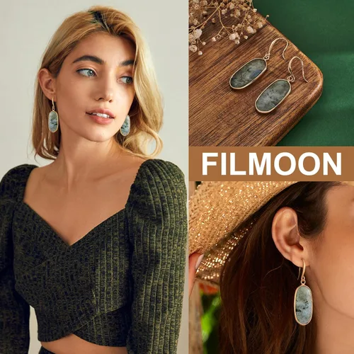 Vista 3 de Aretes colgantes de piedra curativa de cristal natural para mujeres y niñas