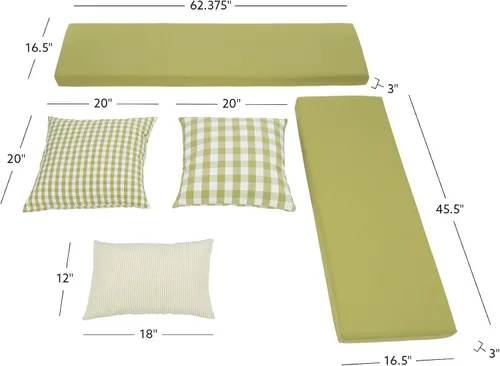 Vista 2 de Linon Harris Apple Verde 2 piezas de cojín de rincón con 3 almohadas de acento coordinadas de Linon - Solo se ajusta a la colección Harris Nook