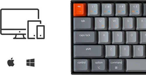 Vista 3 de Keychron Teclado mecánico inalámbrico K6 65 compacto de 68 teclas para Mac retroiluminación blanca intercambiable en caliente Bluetooth multitarea