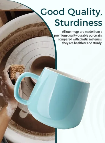 Vista 9 de Teocera Juego de 4 tazas de café de 12 onzas y tazas de café jumbo de 24 onzas, color turquesa
