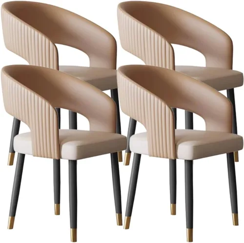 Vista 14 de YVYKFZD Mid Century Dining Chairs, Leather Kitchen Chairs Set, Dining Room Chair with Curved Backrest and Metal Legs, Upholstered Armchair Comfy
