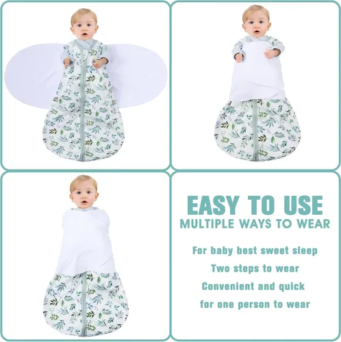 Vista 3 de BSTOPPT Saco de Dormir para Recién Nacido, Manta Enrollable para Bebé, 0-3 Meses, Manta Enrollable Ajustable en 3 Direcciones, 100% Algodón Rayón