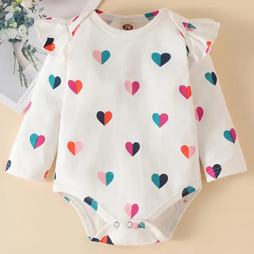 Vista 4 de Fullfamous Conjunto de mameluco y pantalón de manga larga con volantes para niña de 3 piezas