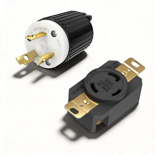 Vista 6 de ENERLITES NEMA L6-30R - Conector de bloqueo para generador, enchufe hembra de bloqueo giratorio, 30 amperios, 250 voltios, 2 polos, conexión a