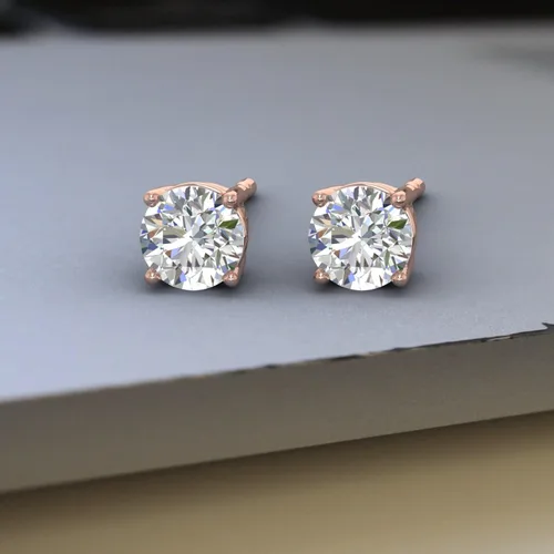 Vista 6 de Aretes de diamante con 4 puntas de 38 a 0.70 quilates en oro de 14 quilates, con certificación IGI