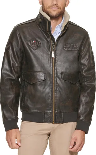 Vista 6 de Tommy Hilfiger Chaqueta bomber de piel sintética para hombre