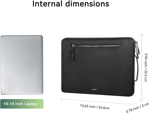 Vista 5 de LANDICI Funda Tipo Sobre Protectora de 360° para Laptop de 14 15 Pulgadas, Impermeable Delgada Bolsa Cubierta para Computadora Compatible