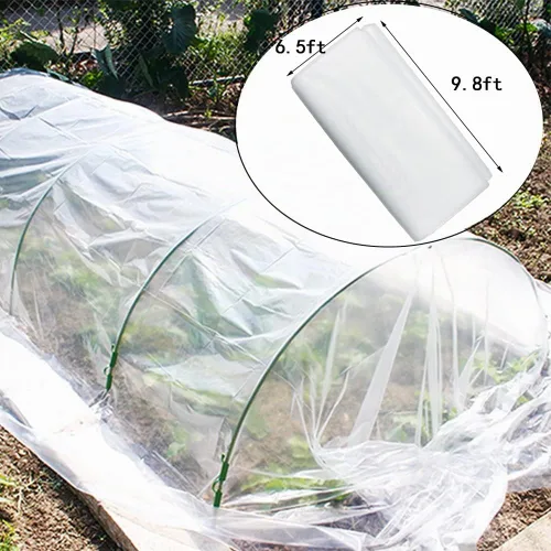 Vista 5 de Yowlieu Lámina de plástico transparente para invernaderos de 6 mil, película de polietileno resistente a los rayos UV de 6.5' x 9.8' cubierta