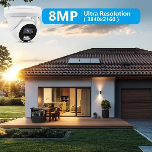 Vista 4 de Cámara de torreta IP PoE 4K 8MP al aire libre 24/7 versión nocturna a todo color 0.110 in 105° gran angular, H.265, IP67, compatible con Uniview