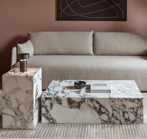 Vista 2 de LITFAD Mesa auxiliar de estilo moderno, mesa auxiliar rectangular de piedra de mármol, escritorio para sala de estar, escritorio de té para muebles