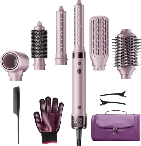 Vista 11 de Air Styler 6 en 1 con secador de pelo y rizadores de envoltura Beige