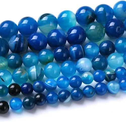 Vista 33 de Cuentas sueltas redondas de gemas naturales cuentas de piedra de energía de cristal para hacer joyas 15" (calcedonia afgana, 6 mm)