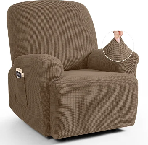 Vista 38 de TAOCOCO Funda reclinable de 4 piezas, funda elástica para sofá reclinable de 4 piezas, funda reclinable con 1 asiento, protector de sofá suave