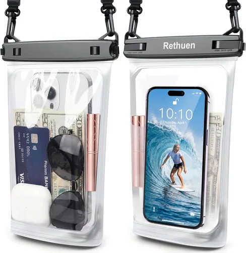 Vista 7 de Bolsa flotante grande impermeable para teléfono, paquete de 2 bolsas secas para teléfono celular para iPhone 17, 16, 15, 14, 13 Pro Max, Galaxy S24