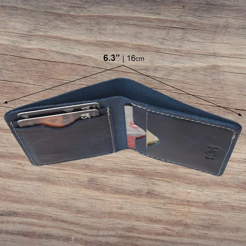 Vista 3 de SKiDE Hunter Slim Wallet Cartera minimalista y pequeña cartera para hombres Tarjetero para hombres y mujeres Cartera tarjetero (marrón cazador)