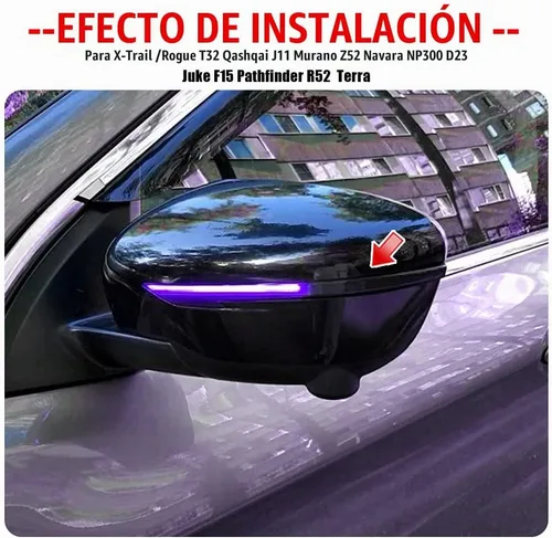 Vista 7 de Conjunto de 2 luces intermitentes dinámicas secuenciales LED intermitentes para espejo lateral compatible con Nis-san X-Trail T32 Ro-gue Qashqai J11